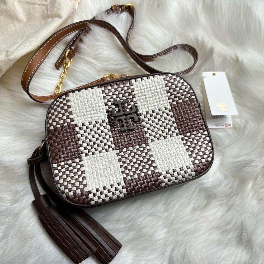 Tory Burch McGraw Woven Plaid Camera Bag